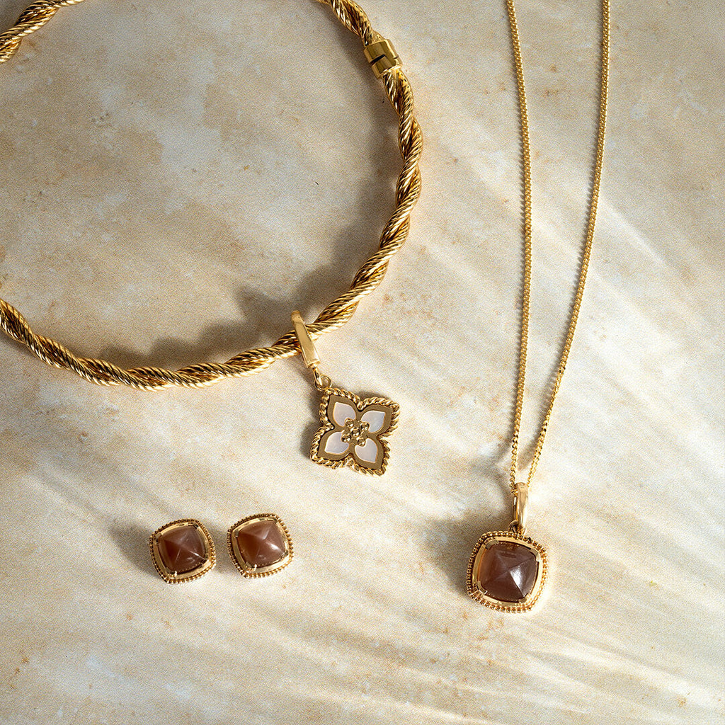 Elements Gold Sugarloaf Cut Chocolate Moonstone Pendant