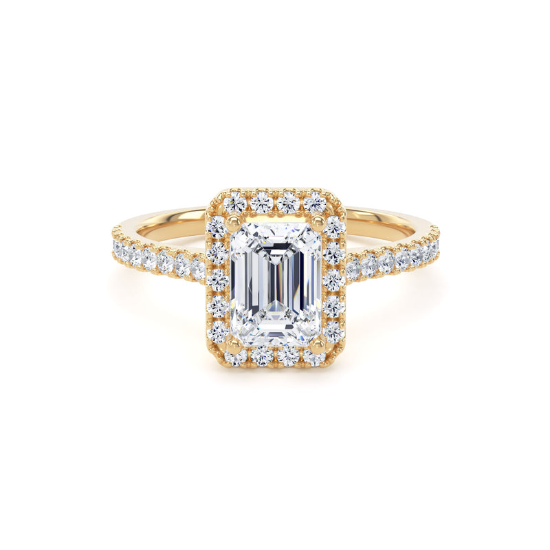 Diamond Emerald cut halo