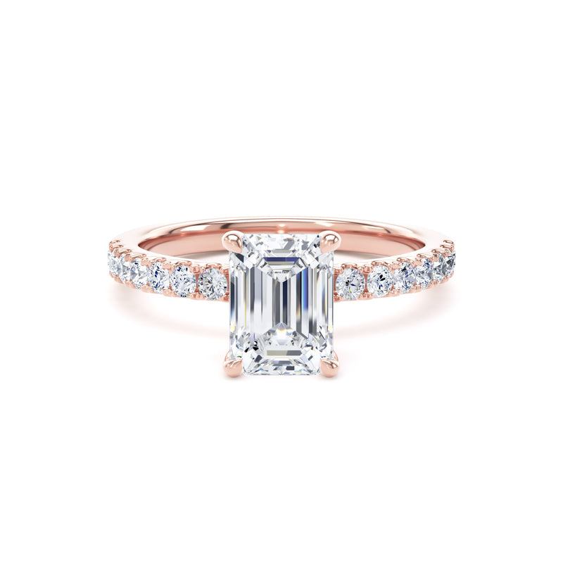 Emerald Cut diamond with diamond band