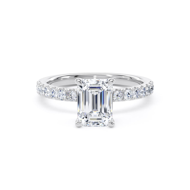 Emerald Cut diamond with diamond band