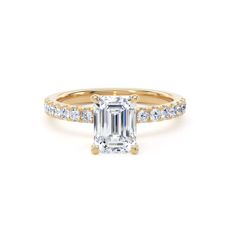 Emerald Cut diamond with diamond band
