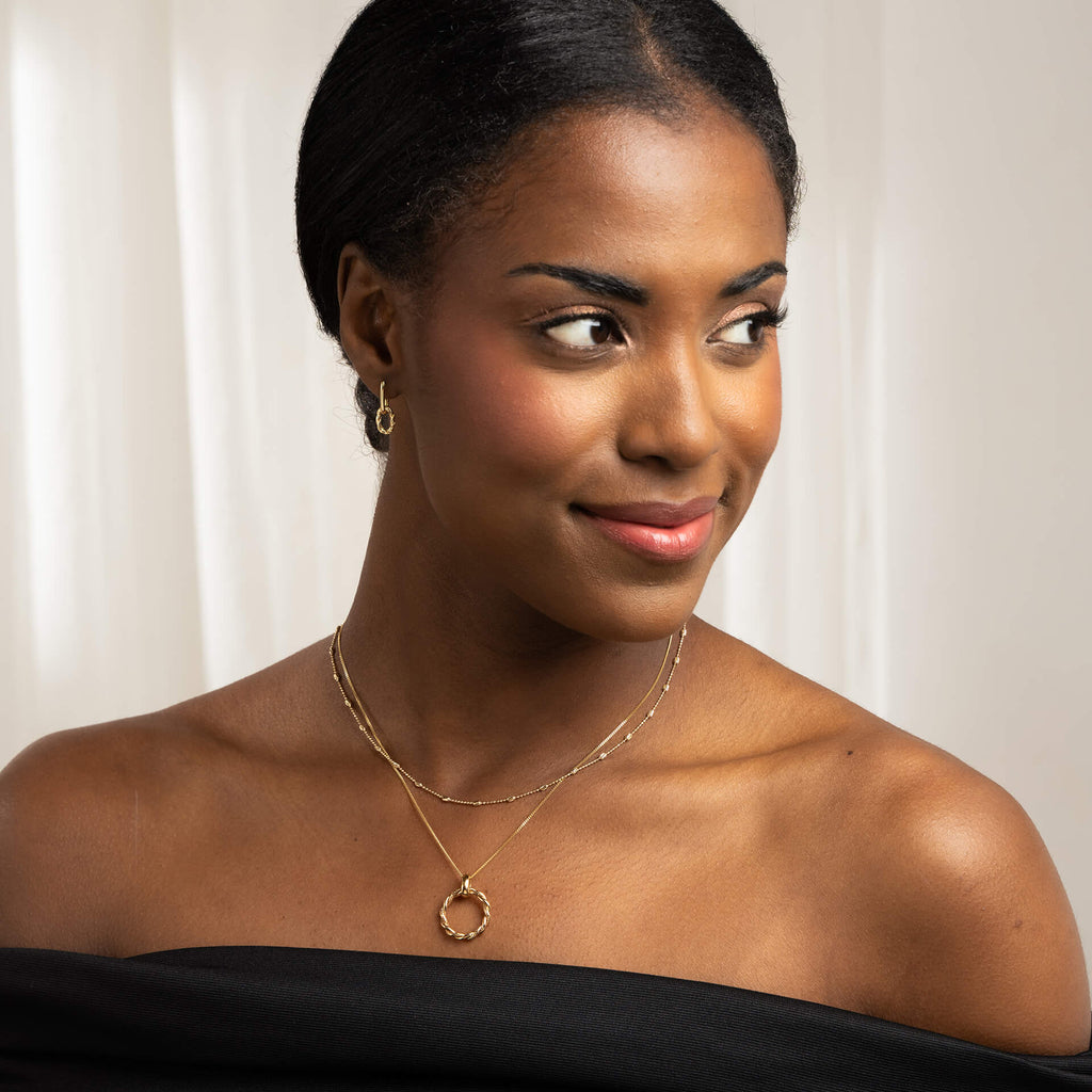 Elements Gold Rope Twist Double Hoop Drop Earrings