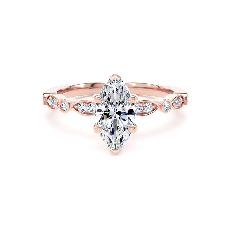 Marquise Cut diamond with diamond band