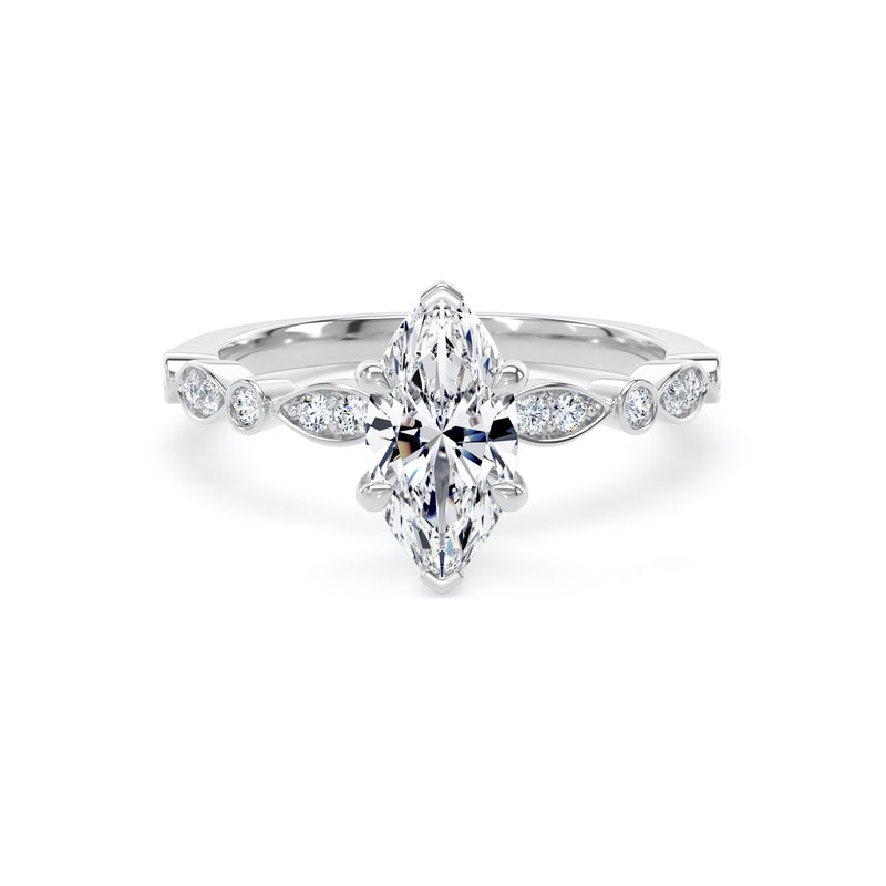 Marquise Cut diamond with diamond band