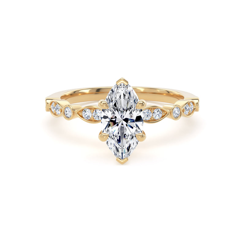 Marquise Cut diamond with diamond band