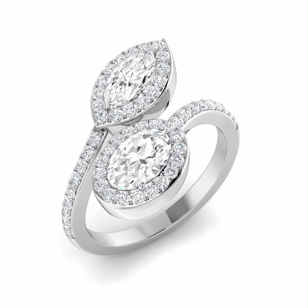 2 stone Lab diamond dress ring