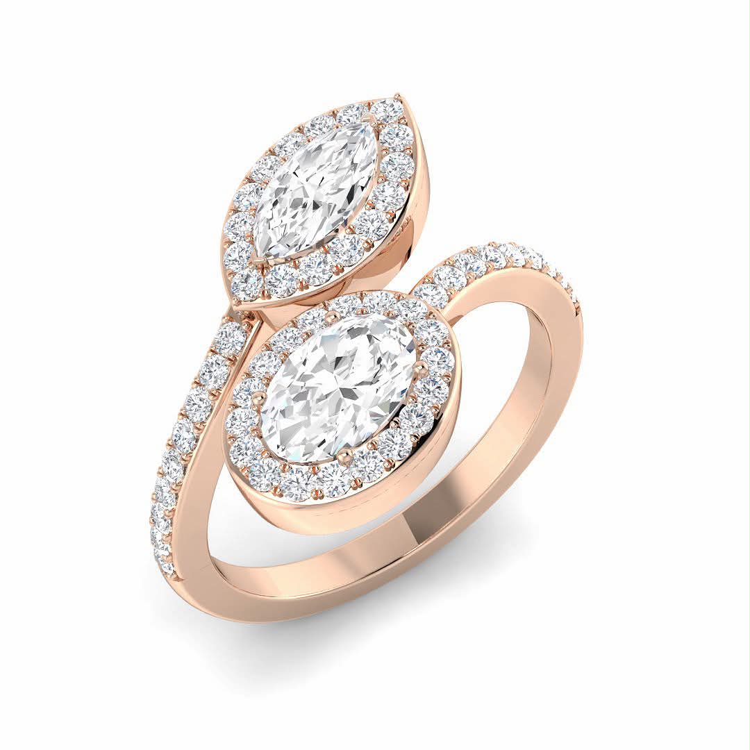 2 stone Lab diamond dress ring